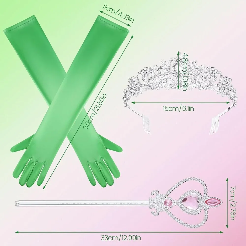 Costume Accessories Set for Women Witch Crown Gloves Wand Broom Stockings